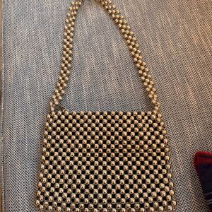 Topshop Gold Beaded Mini Bag